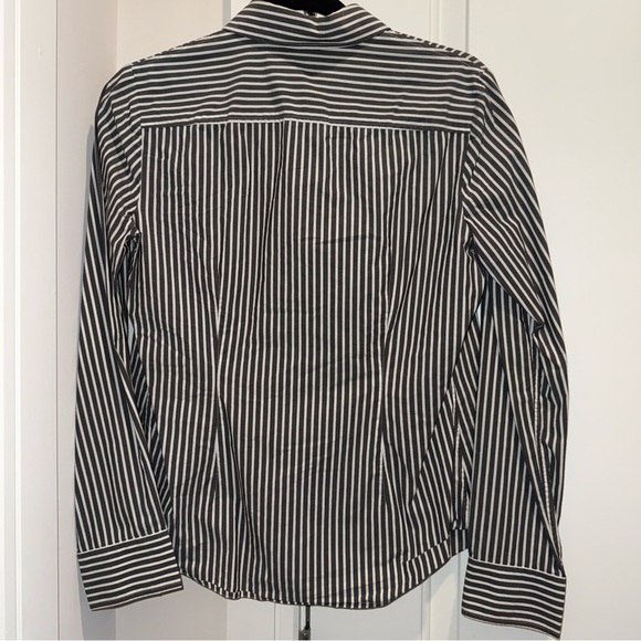 Theory Gray and White Striped Button Down Shirt - Picture 2 of 3